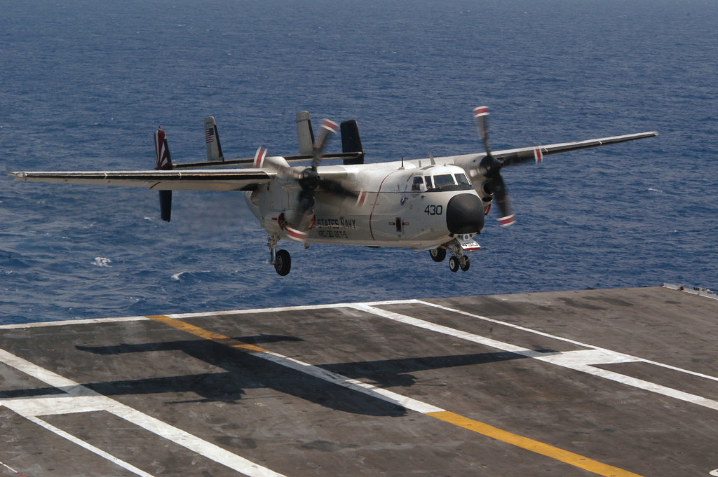 "Grumman C-2A Greyhound" by aeroman3 is marked with Public Domain Mark 1.0.